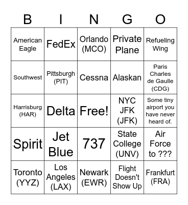 Flight Path Bingo Card