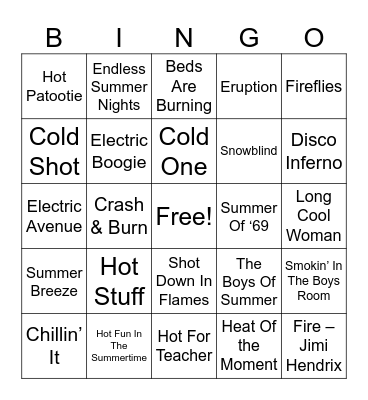 HOT & COLD MUSIC Bingo Card