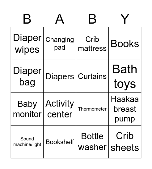 Gift Bingo Card