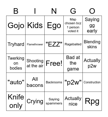 Ribals Bingo Card