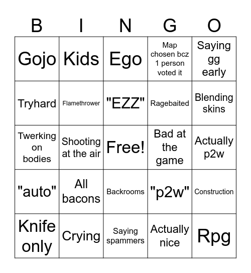 Ribals Bingo Card
