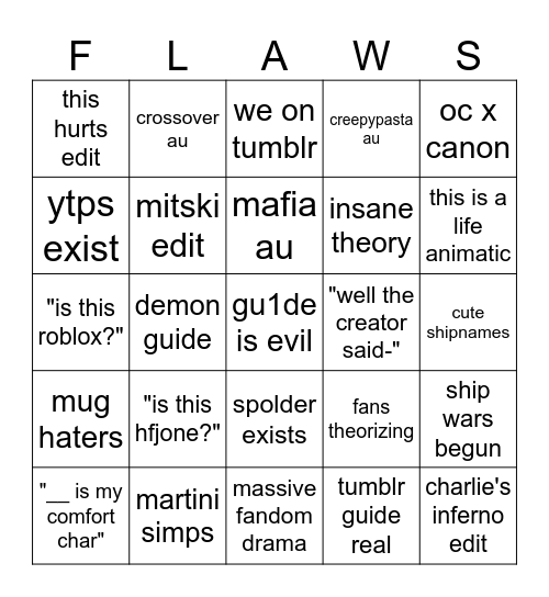 floors fandom bingo Card