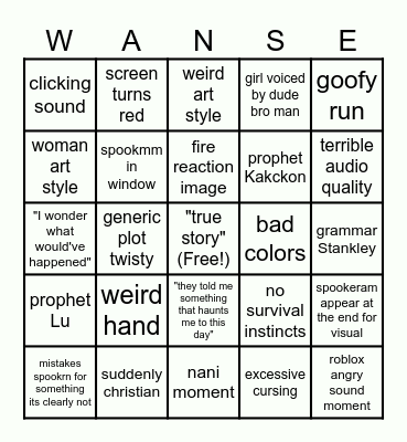 Wansee bingo Card