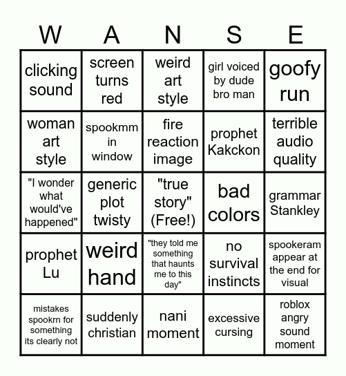 Wansee bingo Card
