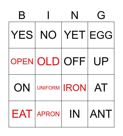 Bingo Card