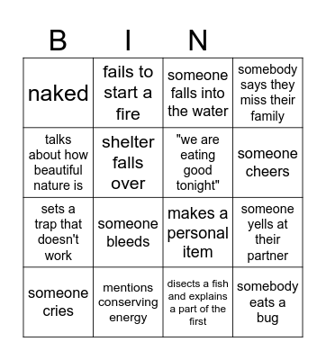 Alone Bingo Card