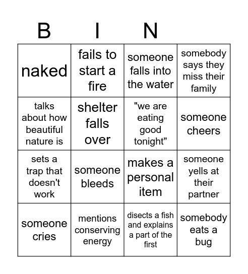 Alone Bingo Card