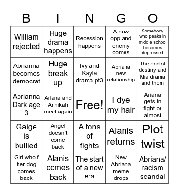 Freshman year.. Bingo Card