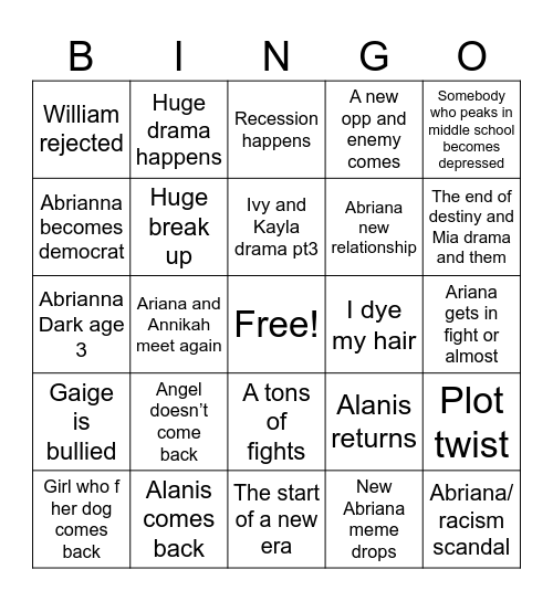 Freshman year.. Bingo Card