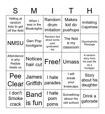 Summer Band Bingo Card