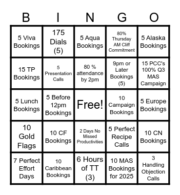 Cruise First Sprint Bingo Card