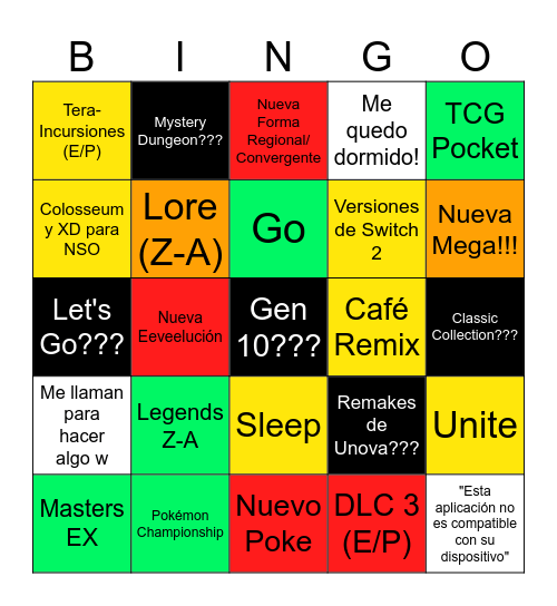 Pokémon Presents - 22/07 Bingo Card