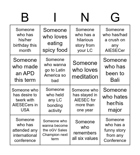 2025 SumCo Bingo Card