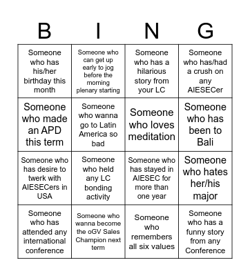 2025 SumCo Bingo Card