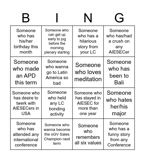 2025 SumCo Bingo Card