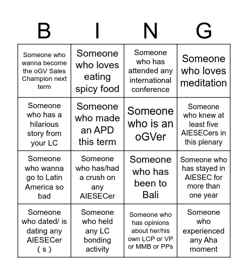 2025 SumCo Bingo Card