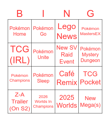 July Pokémon Presents Bingo Card