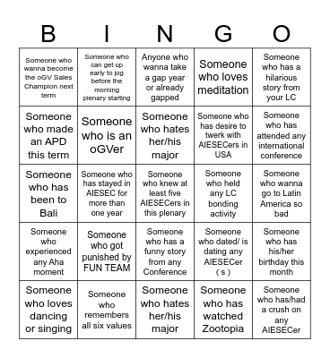 2025 SumCo Bingo Card