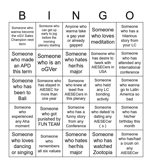 2025 SumCo Bingo Card