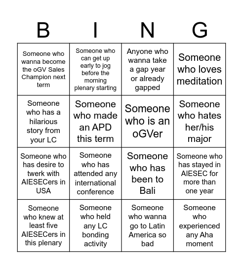 2025 SumCo Bingo Card