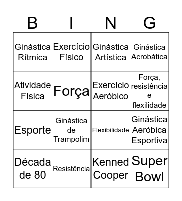 Educação Física Bingo Card