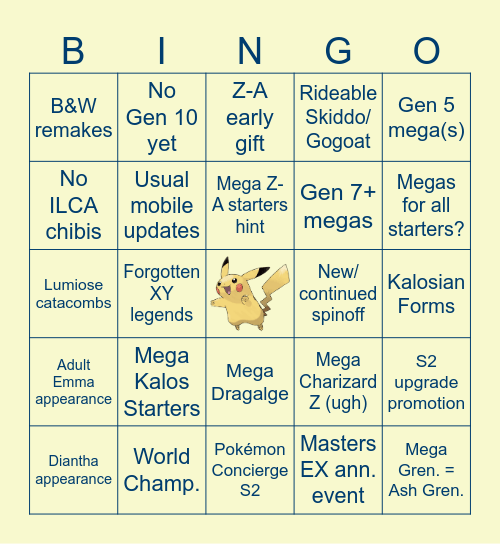 Summer ‘25 Pokémon Presents Bingo Card
