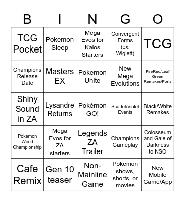 Pokemon Presents July 2025 Bingo Card