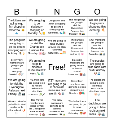 B7 L18 The foxes are going to go hat shopping next Wednesday. 🦊🎩 Bingo Card