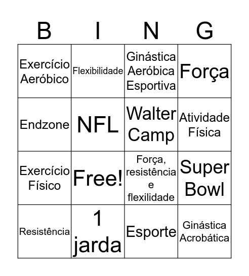 Educação Física Bingo Card