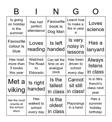 Class 10 bingo! Bingo Card