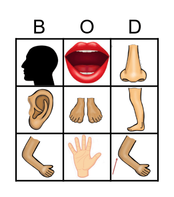 BODY PARTS Bingo Card
