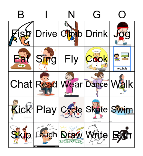 Activities Bingo Card