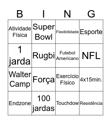 Educação Física Bingo Card
