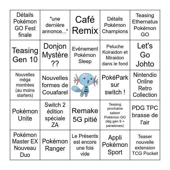 Pokémon Presents 2025 (juillet) Bingo Card