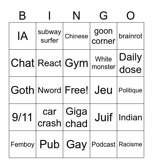 Réels insta Bingo Card