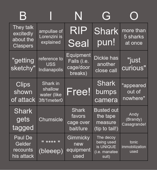 SHARK WEEK - 2025 Bingo Card