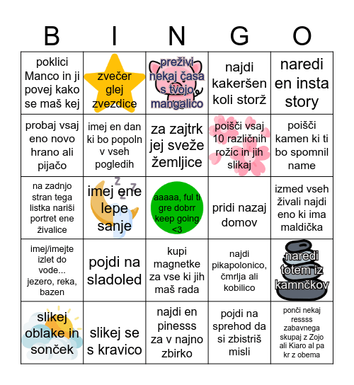 Zala na dopustu 2025 Bingo Card