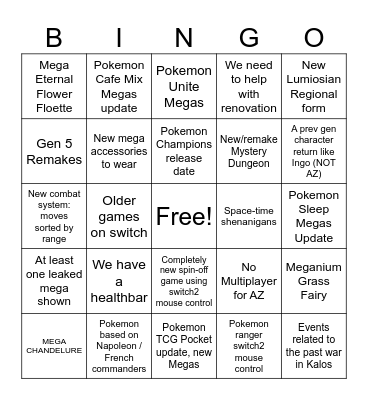 Pokemon Presents 22 Jul 9 PM Bingo Card