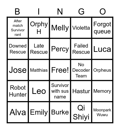 IDV BRAINROT Bingo Card