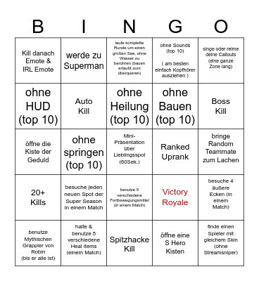 Jessies Ultimatives Fortnite Bingo Card