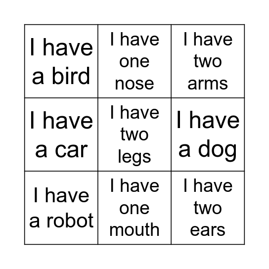 What do you have? Bingo Card