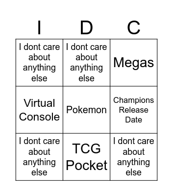 Pokemon Bingo Card