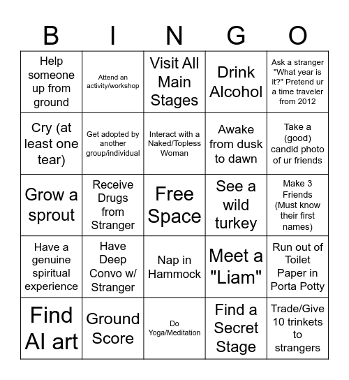 Shambhala Bingo Card