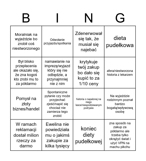 Żelazne Bingo Card