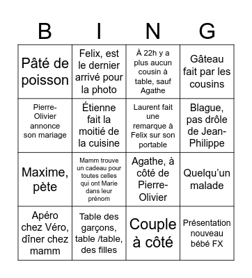 15 août Bingo Card