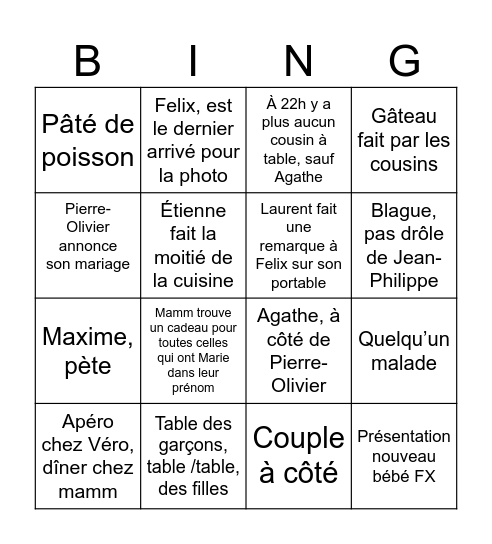 15 août Bingo Card