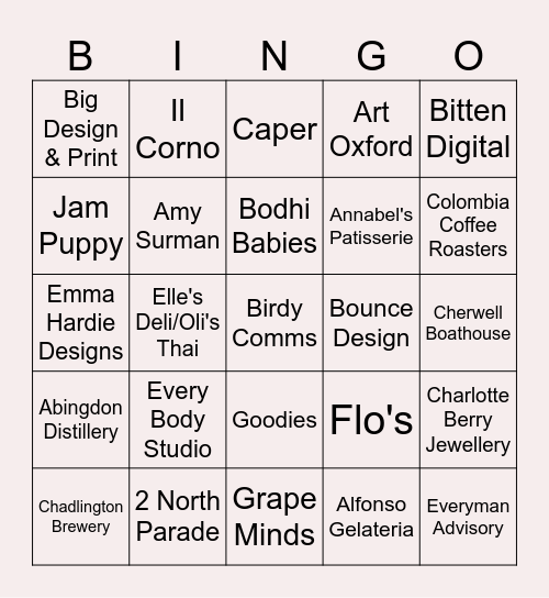 INDIE OXFORD BINGO Card