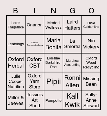 INDIE OXFORD BINGO Card