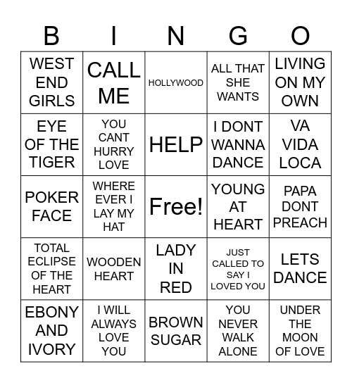 BRIGHTON Bingo Card