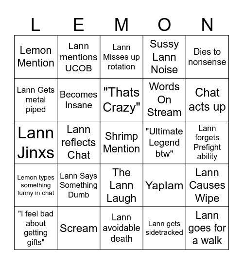 Lann Bingo Card